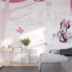 Papier Peint intissé panoramique Minnie à Paris Disney 400X250CM