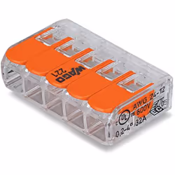 Wago 221-415 bornier 1P Orange, Transparent