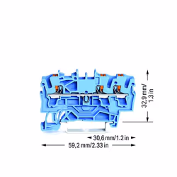 Wago 2202-1304 bornier 3 Bleu