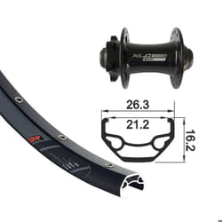 Roue avant 6 vis XLC TA-15 Rodi Bl.Rock 100 Va.8.5 A/Oe.