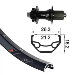 Roue arrière axe 6 trous XLC