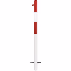 Potelet de délimitation, à sceller dans du béton, Ø 60 mm, plastifié rouge-blanc, 1 œillet. Produit livré = monté. Hauteur =  ...