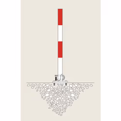 Potelet basculant, à cheviller, rouge-blanc. Produit livré = monté. Hauteur = 1000 mm. Hauteur hors sol = 1000 mm. Dimensions ...