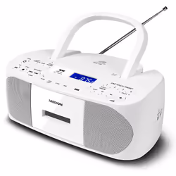 MEDION E65010 - Radio - Lecteur CD - MP3 - Cassette - FM - USB - Aux - 2 x 30 Watt - Blanc, Analogique et numérique, FM, 87,5 ...