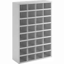 Armoire-rayonnage à casiers, 32 casiers, sans portes, gris. Produit livré = monté. Hauteur = 1800 mm. Largeur = 1000 mm. Prof ...