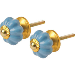 Tranquillo - Bouton de porte floral en céramique (Lot de 2) Bleu