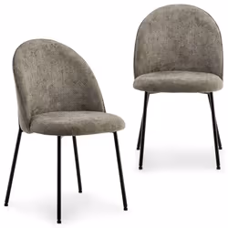 Lot de 2 chaises CASSIE avec revêtement en tissu gris et structure en métal noir chaise de salle à manger