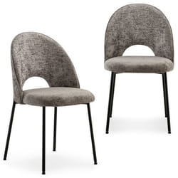 Lot de 2 chaises SERENA avec revêtement en tissu gris et structure en métal noir chaise de salle à manger