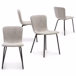 Lot de 4 chaises AUDREY avec revêtement en tissu gris et structure en métal noir chaise de salle à manger
