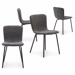 Lot de 4 chaises AUDREY avec revêtement en tissu noir et structure en métal noir chaise de salle à manger