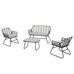 Salon de jardin extérieur RIVIERA pour 4 personnes coloris noir et gris résistant aux intempéries