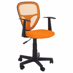 Chaise de bureau pour enfant STUDIO fauteuil pivotant réglable en hauteur avec accoudoirs revêtement mesh orange