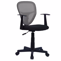 Chaise de bureau enfant STUDIO fauteuil pivotant et ergonomique avec accoudoirs siège à roulettes hauteur réglable mesh noir/ ...