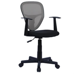 Chaise de bureau enfant STUDIO fauteuil pivotant et ergonomique avec accoudoirs siège à roulettes hauteur réglable mesh noir/gris