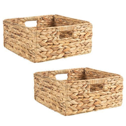 Lot de 2 paniers LANZI en jacinthe deau boîtes de rangement en fibre naturelle coloris naturel