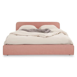 Lit double BELARTI 140x190 cm Revêtement en tissu Rose Lit style moderne pour 2 personnes Cadre avec sommier inclus