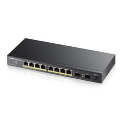 Zyxel GS1100-10HP Non-géré Gigabit Ethernet (10/100/1000) Connexion Ethernet, supportant l'alimentation via ce port (PoE) 1U Noir