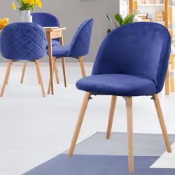 MIADOMODO® Chaise de Salle à Manger en Velours - Lot de 4 Bleu - Chaise Scandinave pour Salon Chambre Cuisine Bureau