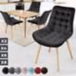 Chaise de Salle à Manger en Velours - Lot de 4 - MIADOMODO® - Noir - Style Rétro - Rembourrées