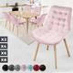 MIADOMODO® Chaise de Salle à Manger en Velours - Lot de 6 Rose - Chaise Scandinave pour Salon Chambre Cuisine Bureau