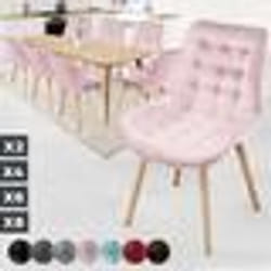MIADOMODO® Chaise de Salle à Manger en Velours - Lot de 8 Rose - Chaise Scandinave pour Salon Chambre Cuisine Bureau
