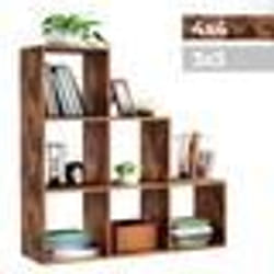 Étagère dEscalier MIADOMODO® - 6 Compartiments - Marron - Meuble de Rangement Bibliothèque