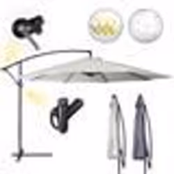 Parasol Déporté MIADOMODO® - Ø 3 m - Inclinable - Protection UV 30+ - Manivelle - Beige - Hexagonal