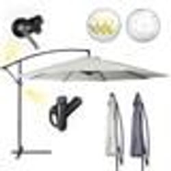 Parasol Déporté MIADOMODO® - Ø 3 m - Inclinable - Protection UV 30+ - Manivelle - Beige - Hexagonal