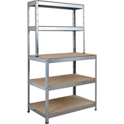 SCHULTE Regalwelt Rayonnage pour charges lourdes avec 5 étagères en bois, capacité de charge par niveau 200 kg, 180x100x36/60 cm (HxLxP)