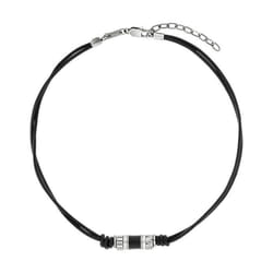 Collier Homme - S OLIVER - Beads en cuir et acier inoxydable - Argenté - Longueur 45+5cm