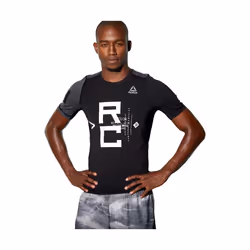 T-shirt de combat Reebok Combat S/s Rash Guard pour homme - noir - manches courtes - respirant