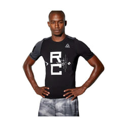T-shirt de combat Reebok Combat S/s Rash Guard pour homme - noir - manches courtes - respirant