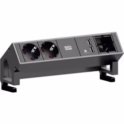 Bachmann DESK 2, 0,2 m, Intérieure, Aluminium, Noir, 2 sortie(s) CA, 241,2 mm