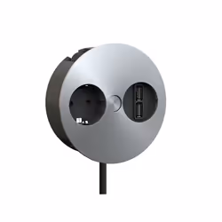 Bachmann 931.031, Type F + 2 x USB A, Acier inoxydable, Métal, Plastique, 42,5 mm, 11,5 cm