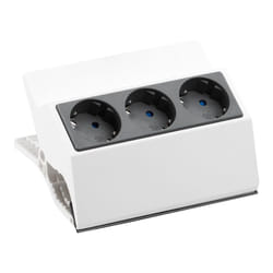 Multiprises sur pince de fixation - Largeur : 132,4 mm - Longueur : 164,4 mm - Nombre de prises : 3 - Version : 3 prises secteur - BACHMANN