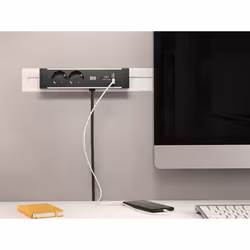 Bachmann Desk Rail multiprise 2 m 2 sortie(s) CA Intérieure Noir, Argent