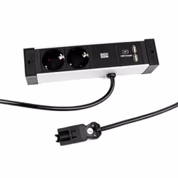 Bachmann Desk Rail, 2 m, Intérieure, Type F, Aluminium, Plastique, Noir, Argent, 2 sortie(s) CA