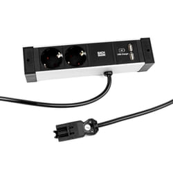 Bachmann Desk Rail multiprise 2 m 2 sortie(s) CA Intérieure Noir, Argent