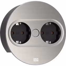 Bachmann 946.000, 2 x Type F, Intégré au bureau, 4 cm, Acier inoxydable, Métal, Plastique, IP20
