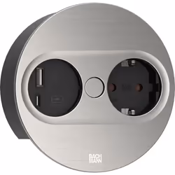Bachmann 946.004, Type F + USB A + USB C, Intégré au bureau, 4 cm, Bureau, Acier inoxydable, Métal, Plastique