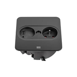 Bachmann - twist 2 prise de table, 1x ute, 1xUSB-A/-C Charger, noir mat, carrée, France