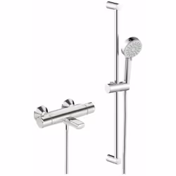 Mitigeur thermostatique de baignoire avec accessoire couleur : chrome aérateur CASCADE fonction ECO - débit sécurité anti - b ...