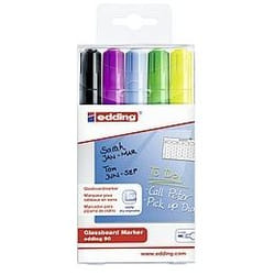 Edding 90 marqueur 5 pièce(s) Pointe ogive Noir, Bleu clair, Vert clair, Violet, Jaune
