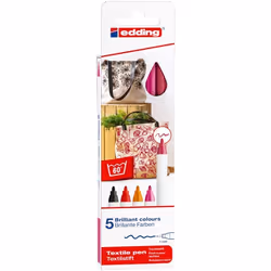 Edding 4600, 5 couleurs, Noir, Pourpre, Orange, Rose, Rouge, Pointe ogive, 1 mm, Couleurs assorties, Rond