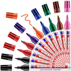Edding - 4-3000-10999 Marqueur permanent noir, rouge, bleu, vert, orange, marron, violet, rose résiste à l'eau: oui
