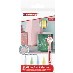 Edding 751 marqueur indélébile Pointe ogive Bleu, Vert, Rose, Blanc, Jaune 5 pièce(s)