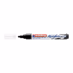 Edding 5100 Marqueur Acrylique Moyen, Noir, Noir, Moyen, 2 mm, 3 mm, Toile, Bois