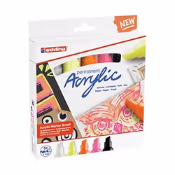 Edding 5000 Marqueur Acrylique Large, Noir, Orange, Rose, Blanc, Jaune, Pointe biseautée, Noir, Orange, Rose, Blanc, Jaune, E ...