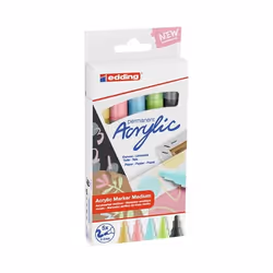 Edding 5100 Marqueur Acrylique Moyen, Noir, Bleu, Vert, Rose, Jaune, Noir, Bleu, Vert, Rose, Jaune, Moyen, 2 mm, 3 mm, Toile, ...