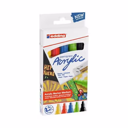 Edding 5100 Marqueur Acrylique Moyen, Noir, Bleu, Vert, Rouge, Jaune, Noir, Bleu, Vert, Rouge, Jaune, Moyen, 2 mm, 3 mm, Toil ...